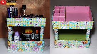 Cardboard Makeup Organizer DIY | Rak Make up Cantik untuk cewek dari Kardus - Daur Ulang Limbah