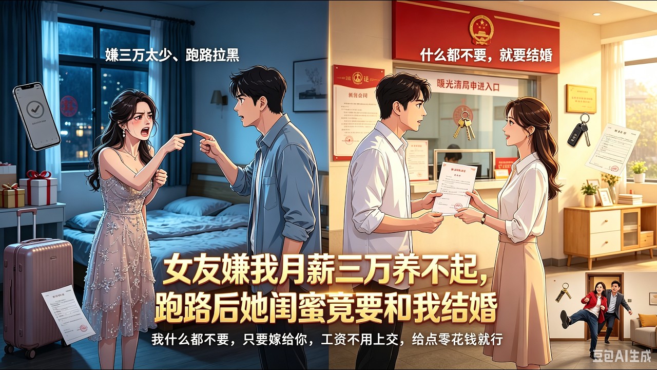 女友嫌我薪資低，攀比奢侈品鬧分手拉黑我。轉眼她閨蜜向我求婚，前女友後悔求複合被我果斷拒絶