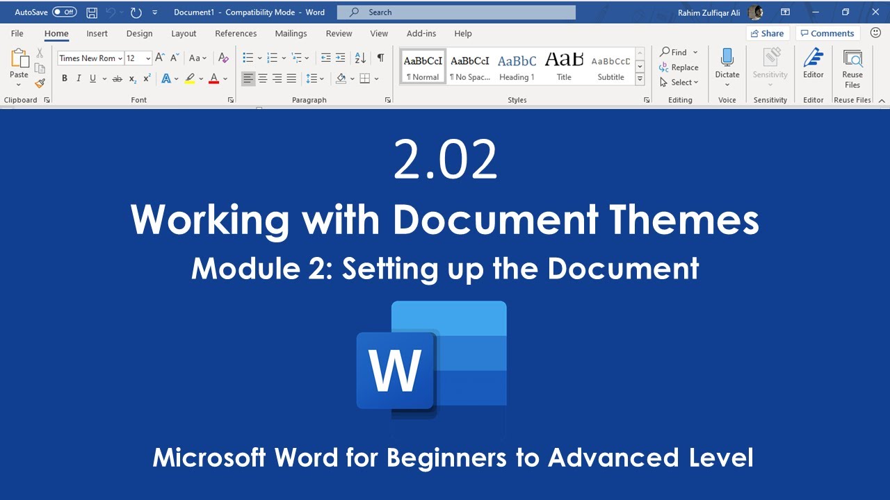 2.02 Working with Document Themes | Module 2: Setting up the Document ...