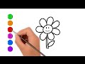 Flowers coloring. Flower drawing.  Learn to draw flower. Flower color page. رسم. تلوين. زهور