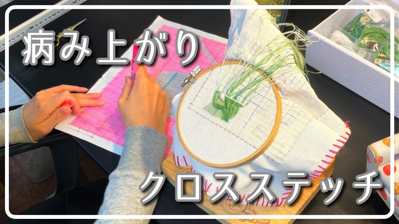 【刺繍】病気のダブルコンボとクロスステッチ/『Les Roses』#7/Vlog【クロスステッチ】