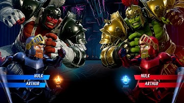 WHITE GLADIATOR HULK & ARTHUR VS GREEN GLADIATOR HULK & RED ARTHUR - Marvel vs Capcom Infinite