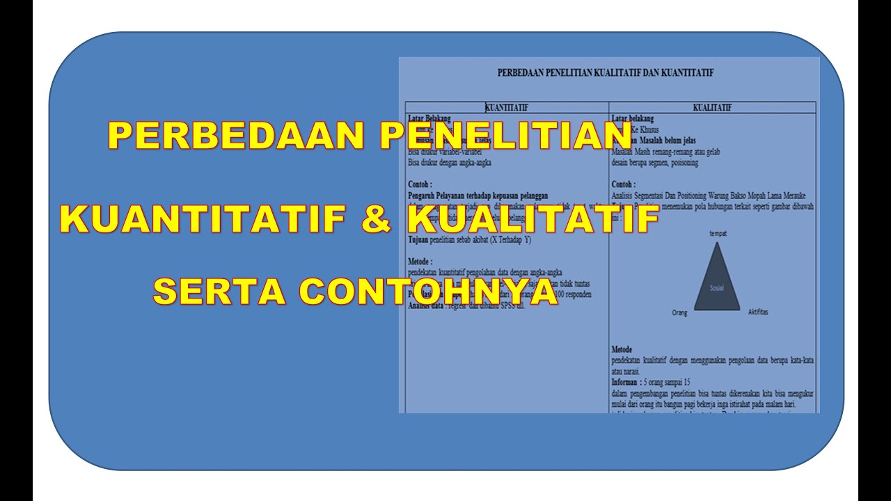 Perbedaan Penelitian Kuantitatif Dan Kualitatif Serta Contohnya YouTube