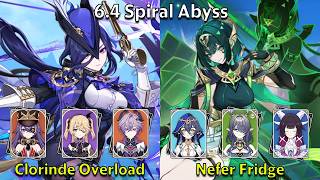 C0 Clorinde Overload & C0 Nefer Fridge - Genshin Impact 6.4 Spiral Abyss Full Clear