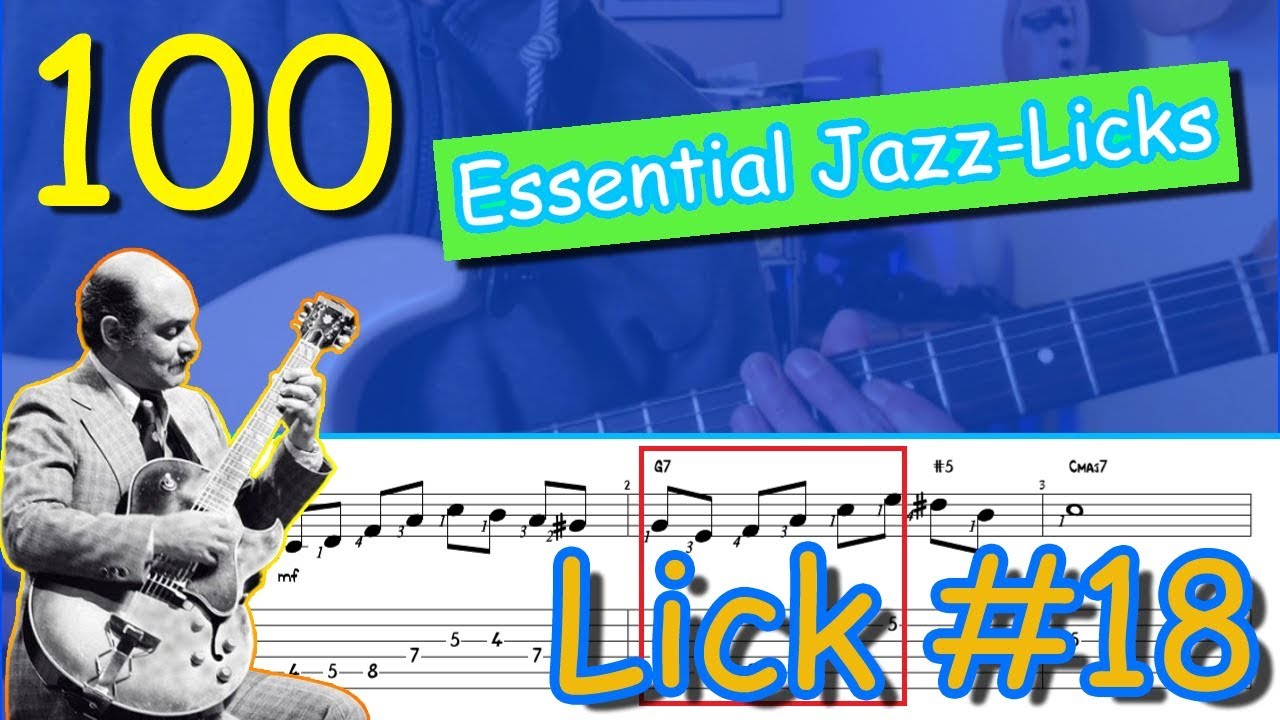 100 essential jazzlicks lick 18 (guitar lesson with tablature