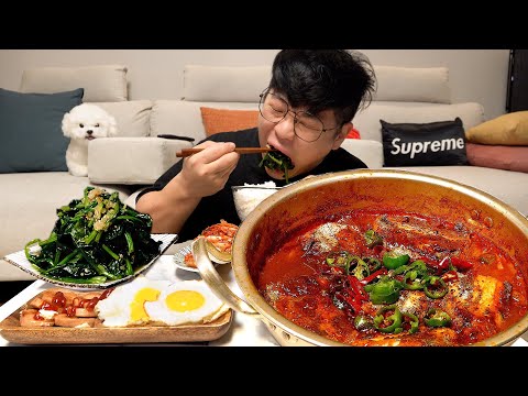 ASMR Mukbang 먹방창배 이건 100년된 갈치조림맛집 수제 시금치무침 묵은지까지 대박 레전드 먹방 <strong>Spicy</strong> Galchi jorim mukbang <strong>Legend</strong> koreanf