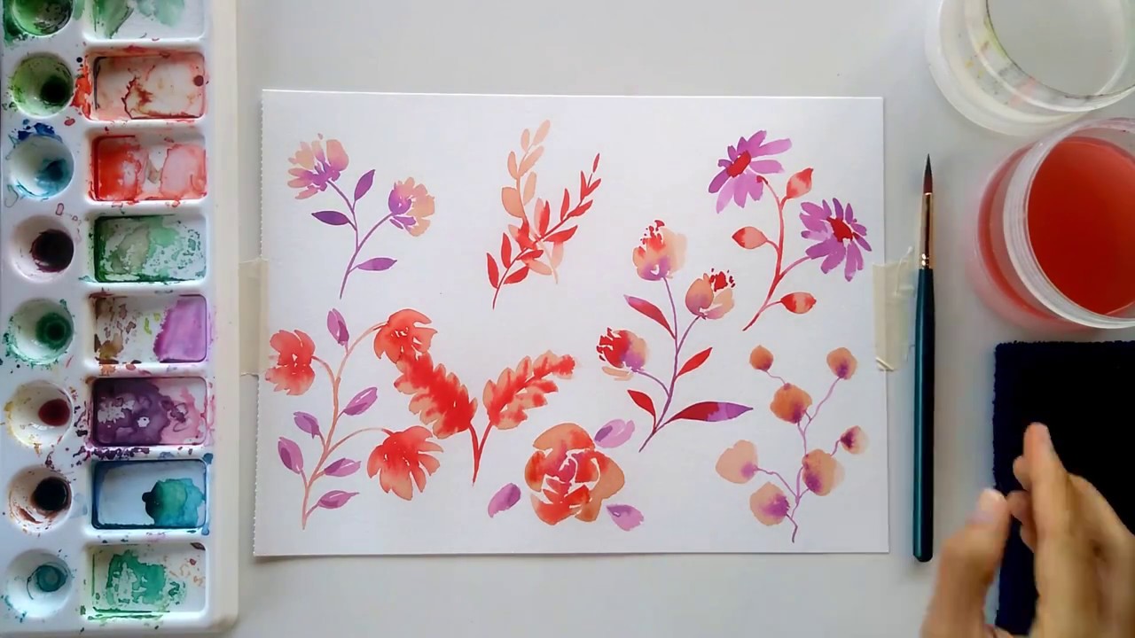 FLORES EM AQUARELA - Speed painting