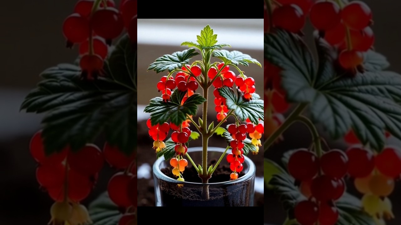 Red 🍒 Currant is growing in the Glass 