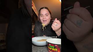 Trying the hot & spicy noodles for the first time