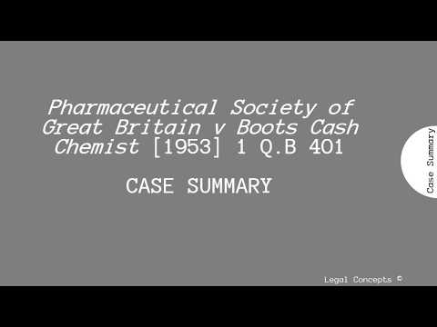 Pharmaceutical Society of GB v Boots Cash Chemist 1953 Case Summary