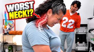 **WEIRDEST CURVED NECK** IVE EVER CRACKED! 😱 | Neck Pain Chiropractic Emotional Relief | Dr Tubio
