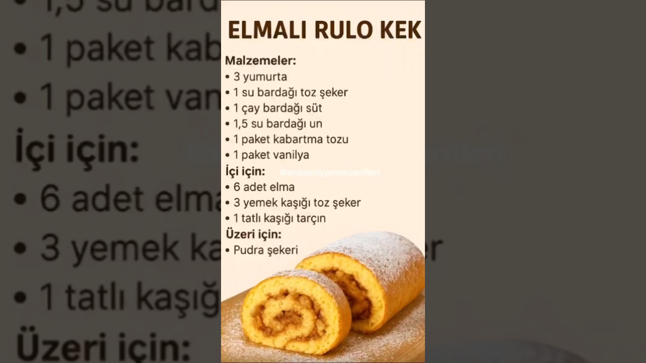 Hem Pratik Hem Lezzetli | Elmalı Rulo Kek #pratiktarifler #kek #cake #yemektarifleri