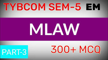 T.Y.B.com Sem-5 Imp Mcq | Mlaw | Part-3 | English Medium