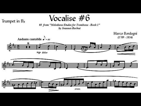 🎺🎺 [TRUMPET VOCALISE ETUDE] Marcos Bordogni Vocalise for Trumpet #06 (Demo Solo and play-along)