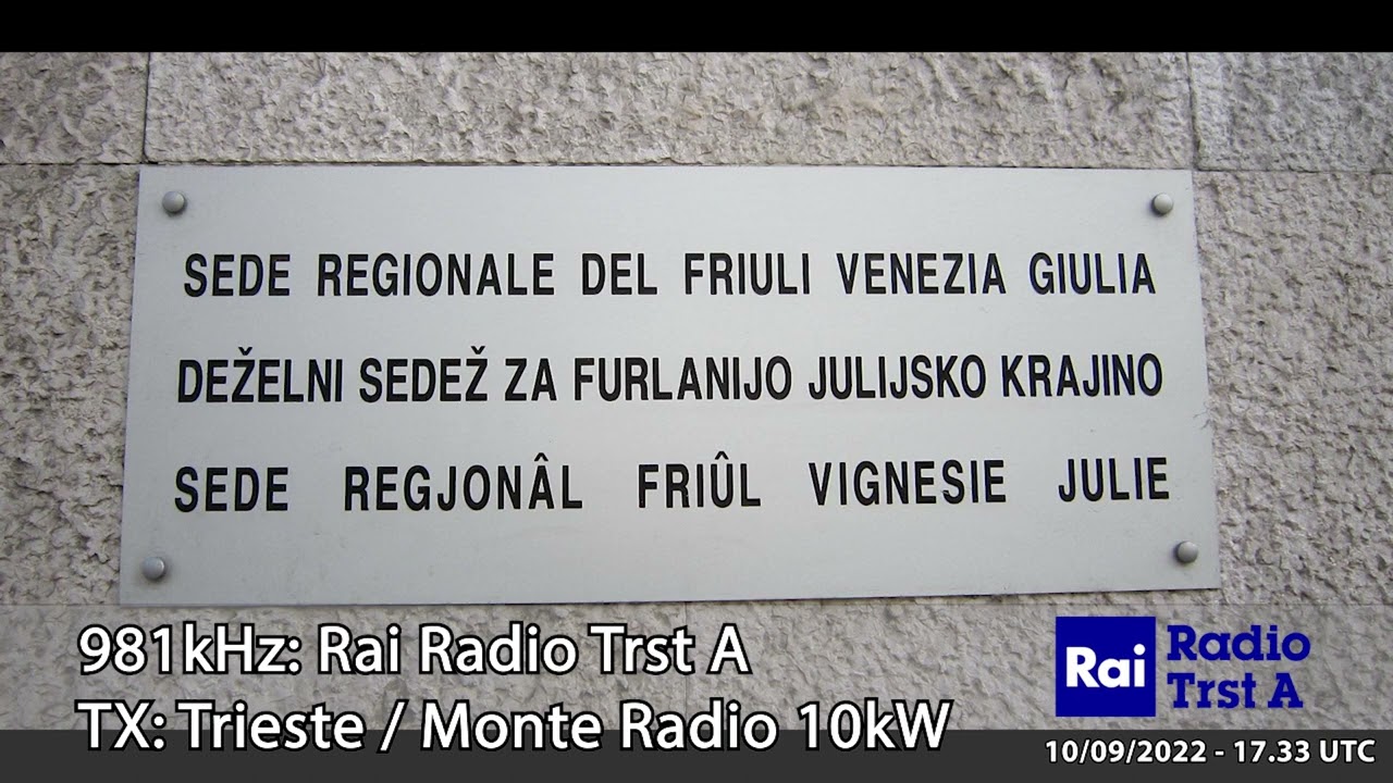 [MW] 🇮🇹 Rai Radio Trst A - Final moments on Medium Wave of Rai R. Trst A - 10/09/2022 - 981kHz