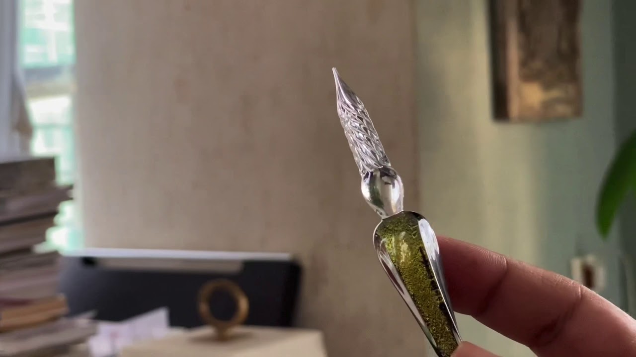 Glass dip pen with Grey Fountain pen Inks