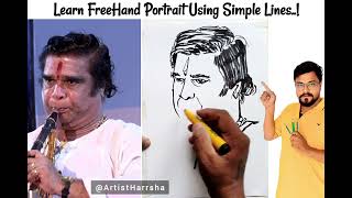 LEARN FREEHAND PORTRAIT STEP BY STEP USING Simple LINES