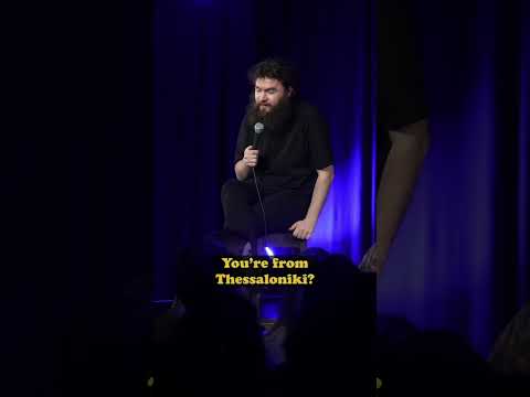 two Greeks in the front row interrupt the comedy show in Zürich, Switzerland