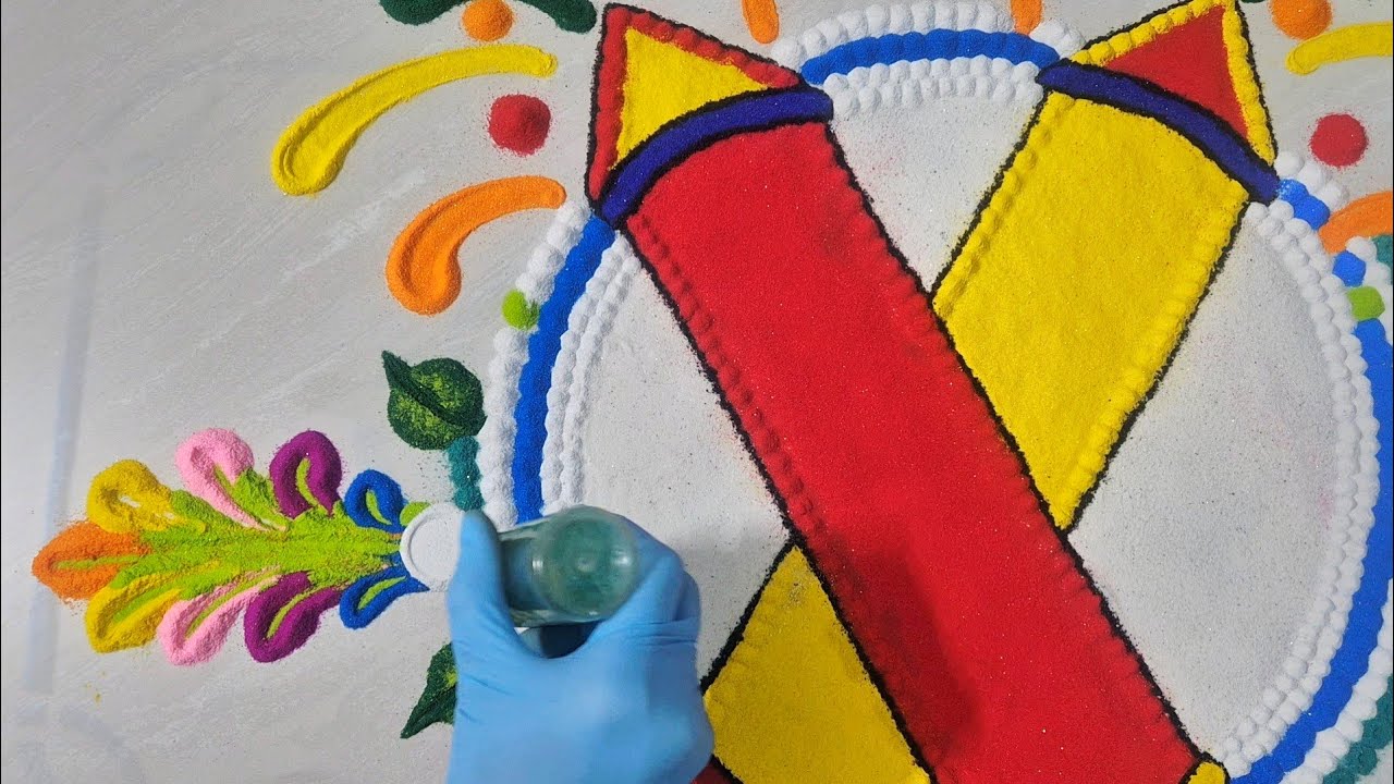 Holi special Rangoli || Pichkari Rangoli design || Festival Rangoli decoration || New Holi Sand art 