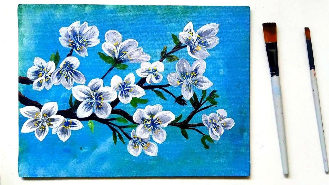 Flower Painting For Beginners / Acrylic painting For Beginners - YouTube