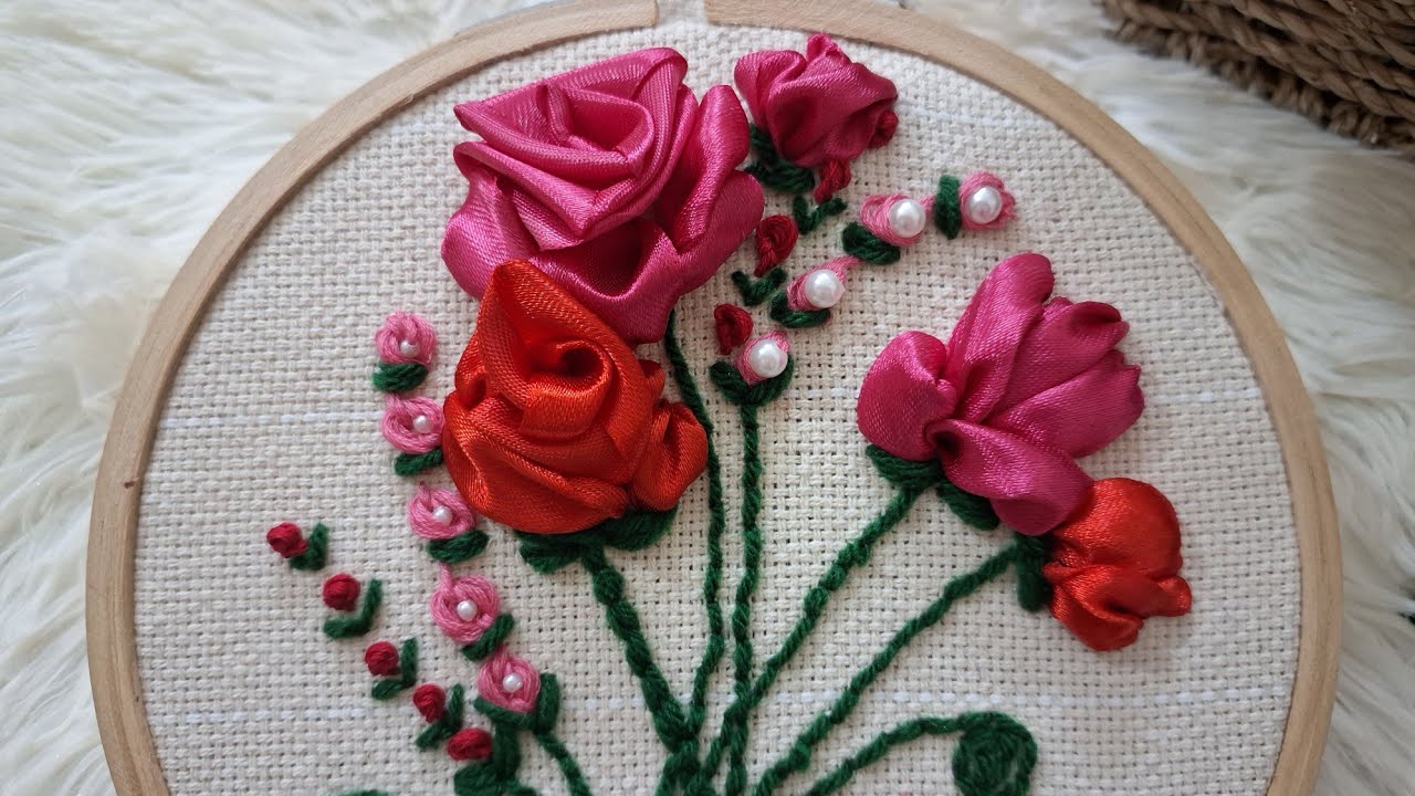 Mixing Punchneedle & Ribbon Embroidery for Magical Texture! 😍 DIY Tutorial