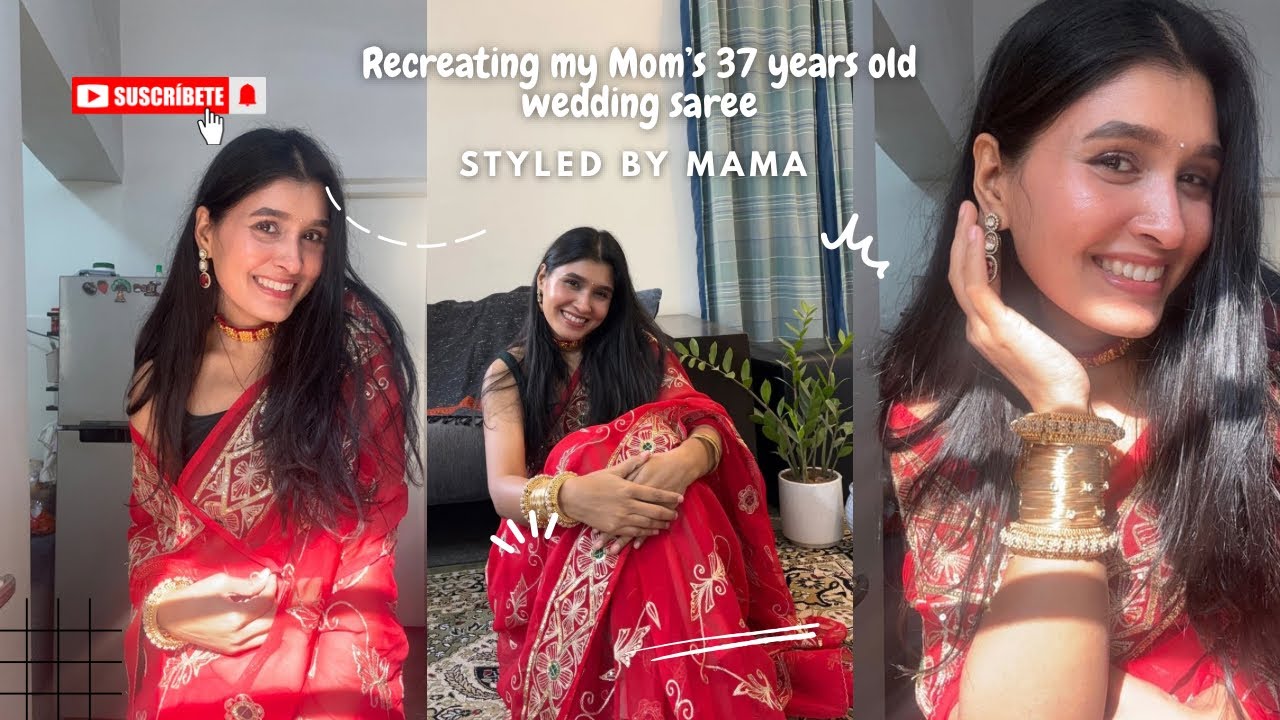 Recreating My Mom’s 37-Year-Old Wedding Saree | A Timeless Memory ❤️| Styled by Mama