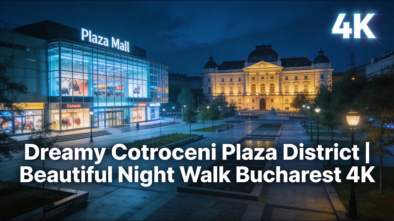Dreamy Cotroceni Plaza District | Beautiful Night Walk Bucharest 4K