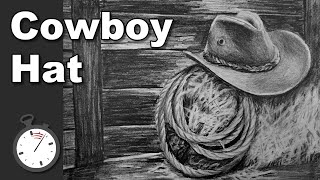 Still Life Drawing Tutorial - Realistic Cowboy Hat Time Lapse