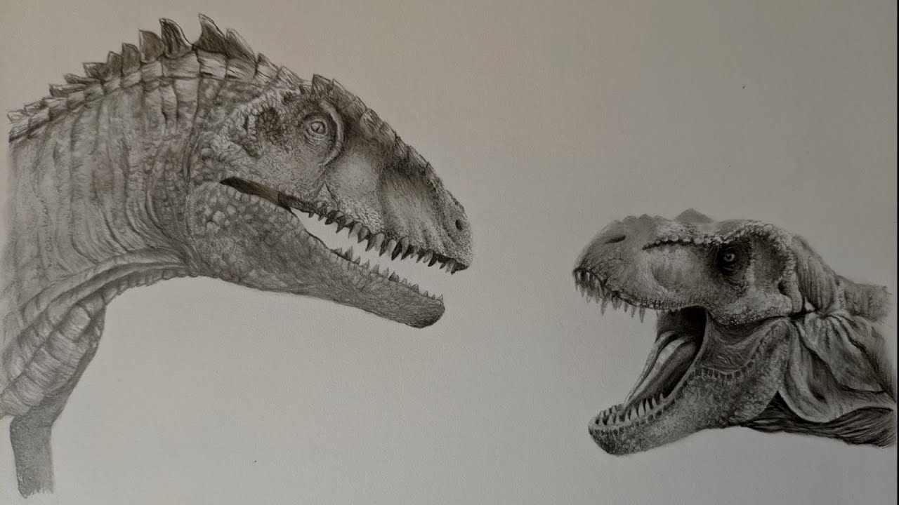 Desenhando Giga vs T-rex (Jurassic World Domínio) 