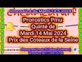 Pronostics pmu quint de mardi 14 mai 2024 prix des coteaux de la seine  saintcloud