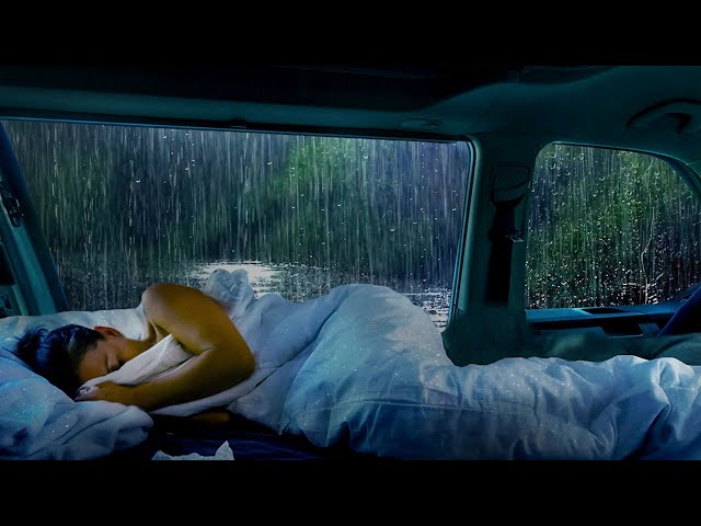 Night Thunderstorm for Insomnia - Relaxing Rain Sounds on a Camping Car Window for Deep Sleep class=