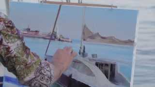 Пленэр Яхта маяк Масло Холст Сахаров учит написанию картин с натуры