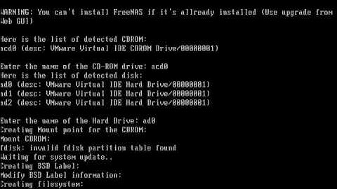 Installing FreeNAS