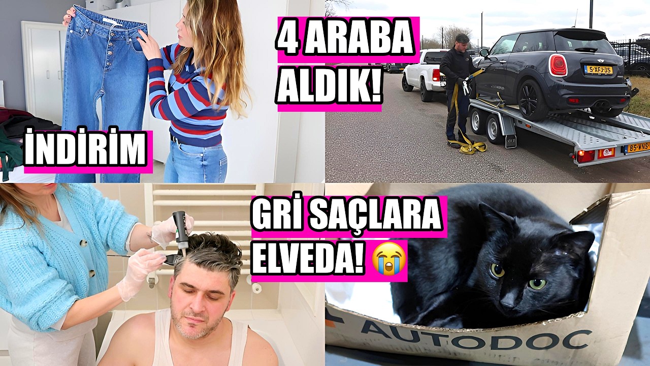 4 Araba Aldık! İndirimli Kıyafet Alışverişi ve Kocamın Gri Saçlarını Boyadım 😭