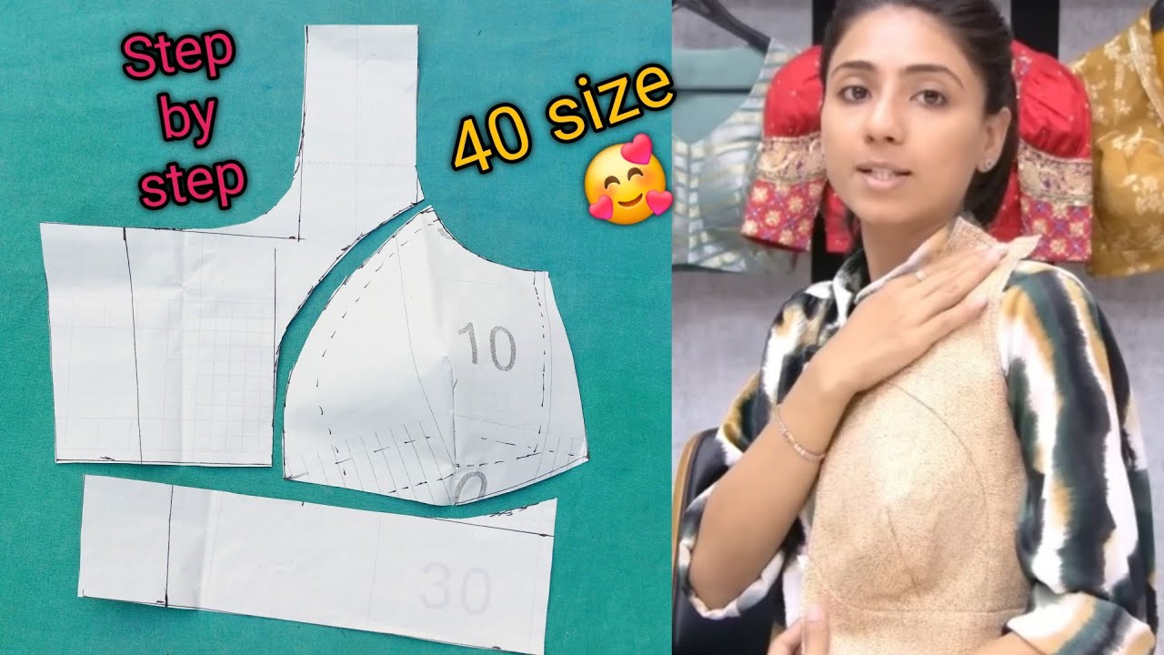 Katori blouse cutting 40 size परफेक्ट कटोरी ब्लाऊज पेपर कटिंग सीखे// katori blouse paper cutting