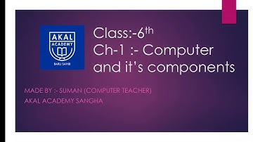 Class 6 chapter 1 computer and its components explanation