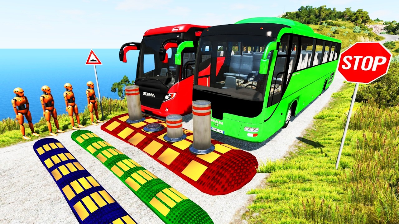 TRANSPORTING MINI HONDA & BMW TRUCK & AUDI BUS with FLATBED TRAILER & CRAZY LOADERS! - BeamNG.drive