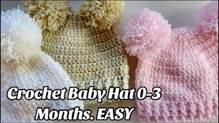 HOW TO CROCHET BABY HAT 03 MONTHS  EASY !