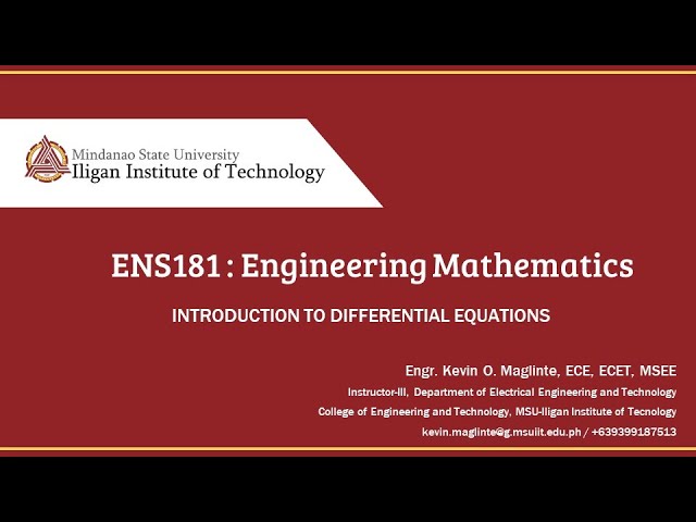 ENS181: DE as Mathematical Model