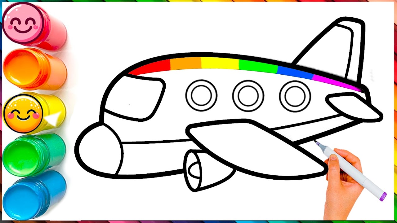 Airplane Drawing & Coloring for Kids | Learn Colors with Markers 🎨