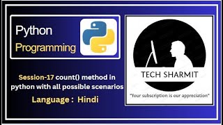 count() function or method in Python | methods in python | function in python | Python course Hindi