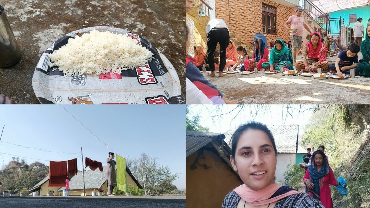 आज हम सब गए धाम खाने// twins👭 बहनों ने पहनी एक जैसी ड्रेस//#himachal