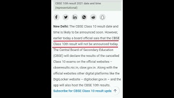 CBSE Class 10th Board Exam 2021 Result Update #Shorts