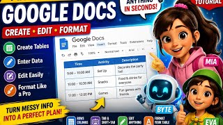 Google Docs Tables Explained for Beginners | Create, Edit & Format Tables with Mia & Byte 🤖💻