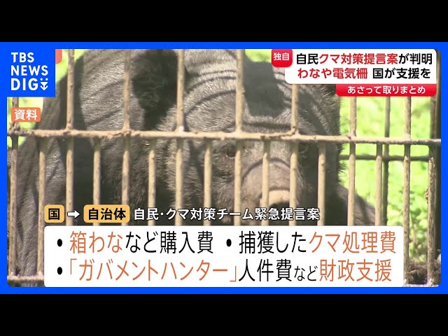 独自】クマ被害 わなや電気柵など国が財政支援を 自民党の緊急提言案が