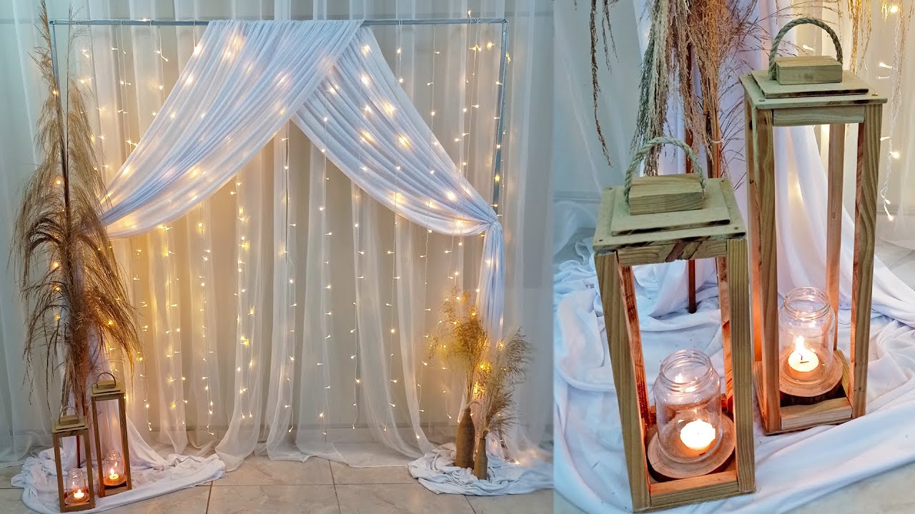 Como Fazer Painel de Cortinário Com Led e Capim dos Pampas Montar Painel de Cortinas Decoração Festa