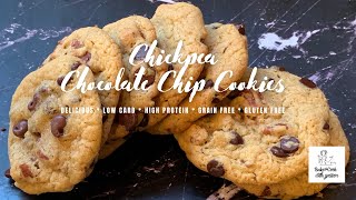 Chickpea Chocolate Chip Cookies~ Gluten Free, High Protein, Grain Free and Low Carb