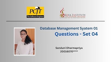 Question Set 04 | Database Management System | Java Institute