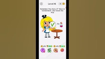 Braindom Level 91 Solution - Remember the story of "Alice in Wonderland" She Needs the key!
