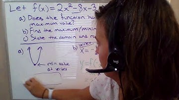 Quadratic Function Example: Min/Max, vertex, domain, range